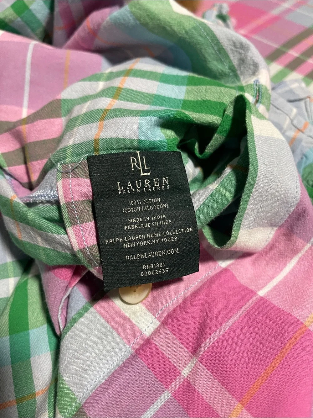 EUC ‼️ RL LAUREN QUEEN COMFORTER  AND 2 EURO SHAMS  CATLIN UNIVERSITY PLAID 🌸‼️